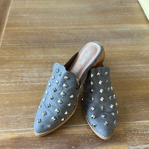 Gray leather mules size 9